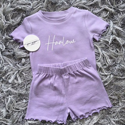 Lilac Rib Shorts & T-Shirt Set