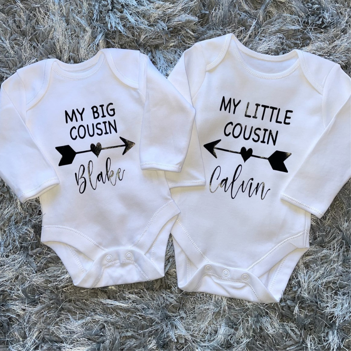 Matching Big & Little Cousin Baby Vests