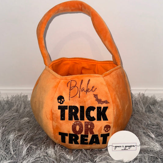 Personalised Sculls & Bats Orange Halloween Bag