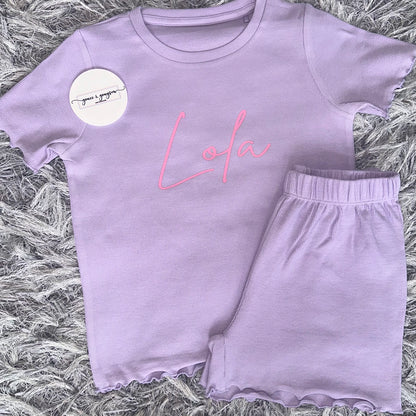 Lilac Rib Shorts & T-Shirt Set