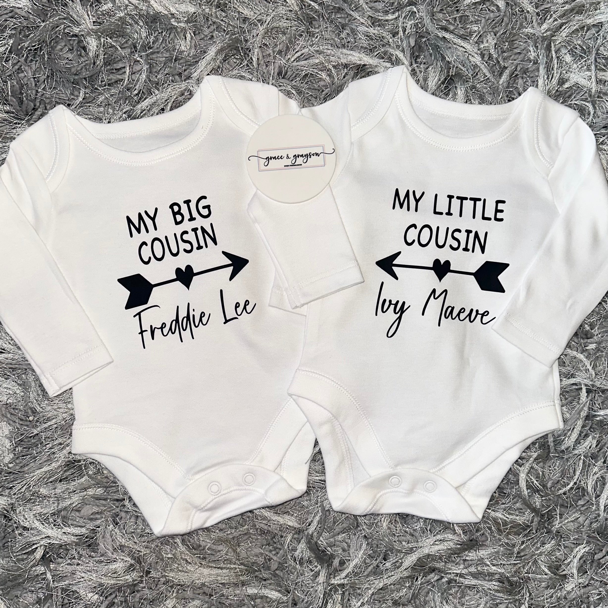 Matching Big & Little Cousin Baby Vests