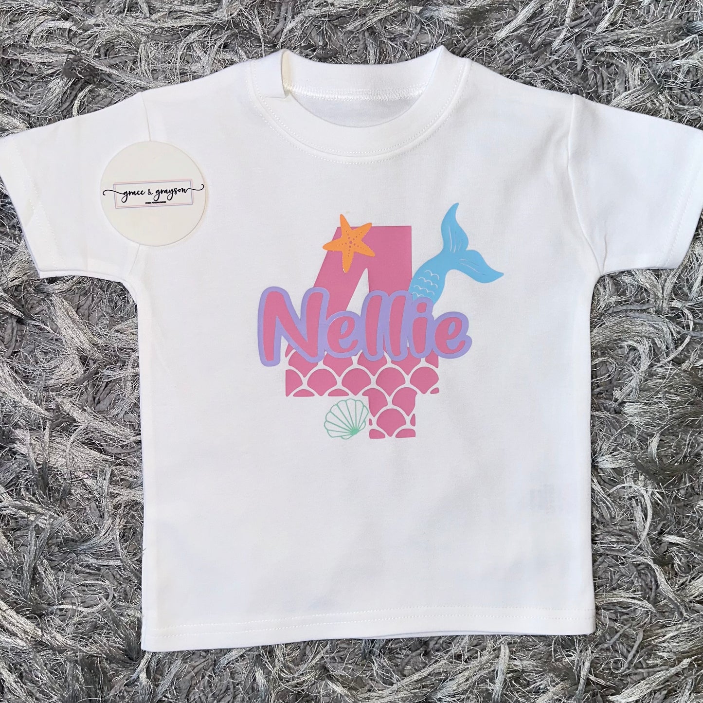 Personalised Mermaid Birthday Number T-Shirt