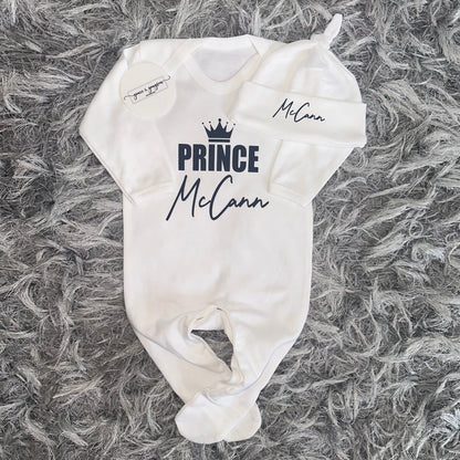 Personalised Prince Baby Grow Set