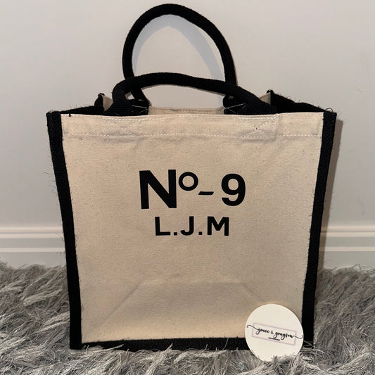 Personalised Name And Number Jute Bag