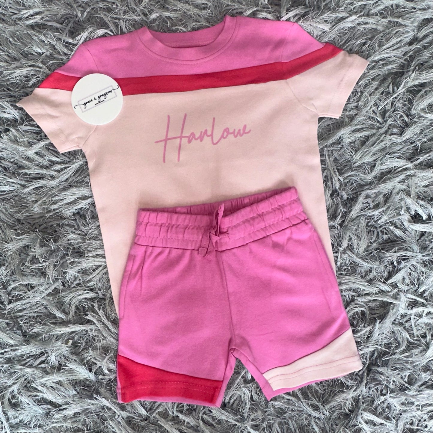 Pink Mix Shorts & T-Shirt Set