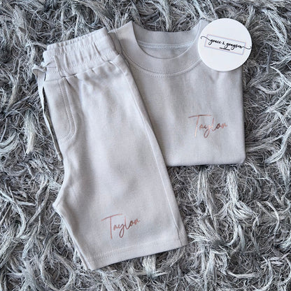 Frozen Grey Signature Name Short & T-Shirt Set