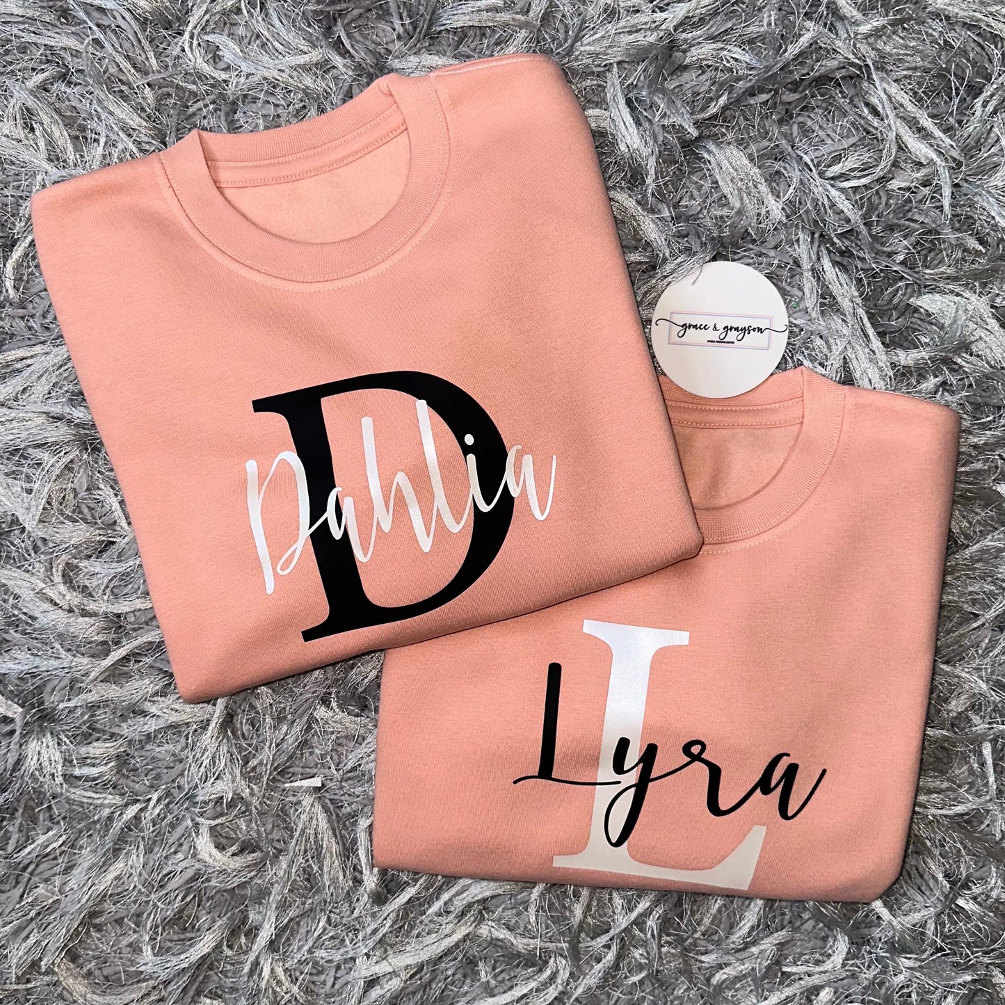 Personalised Dusty Pink Name & Initial Sweatshirt