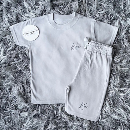 Frozen Grey Signature Name Short & T-Shirt Set