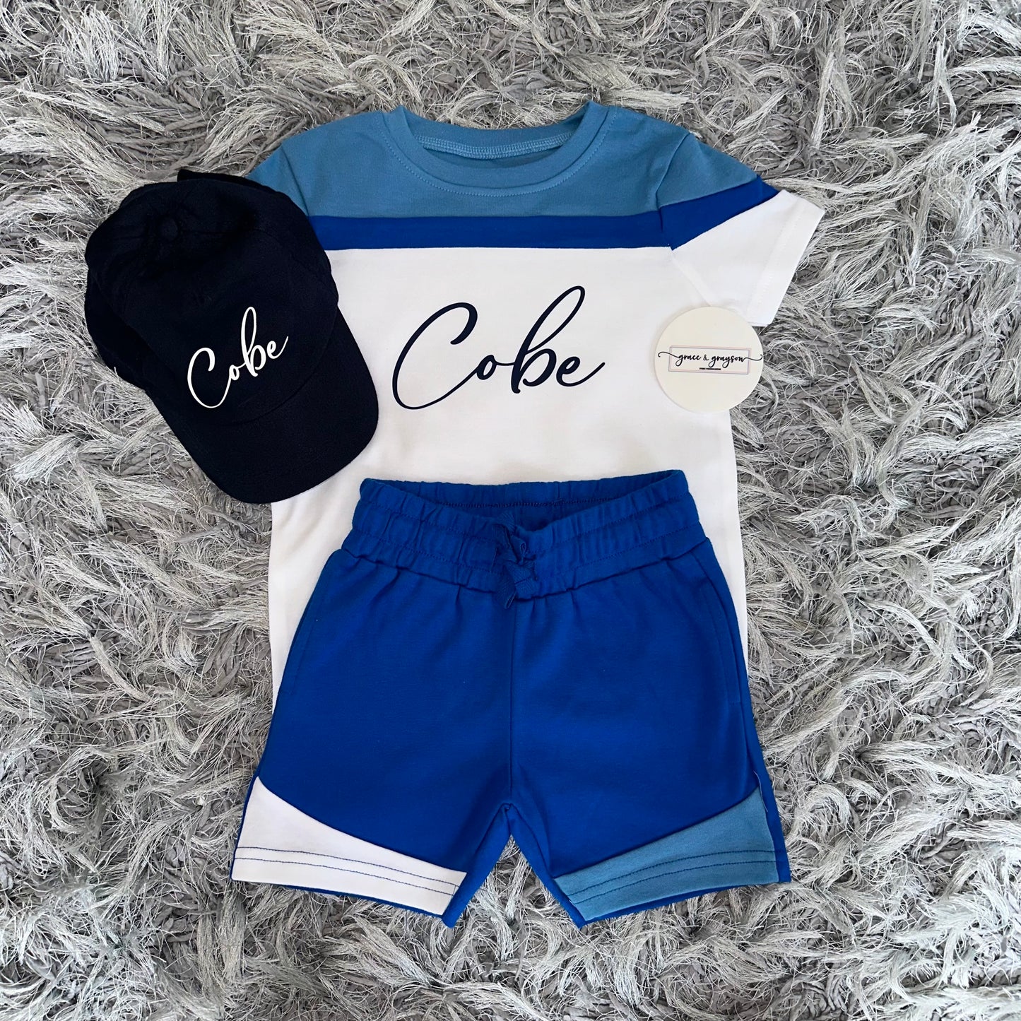 Blue Mix Shorts & T-Shirt Set