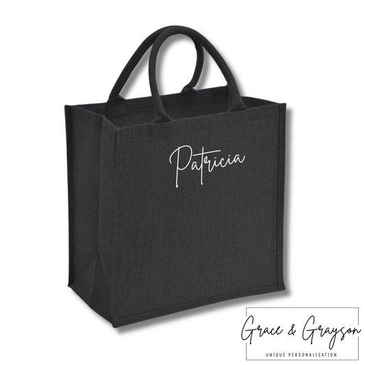 Personalised Black Jute Bag