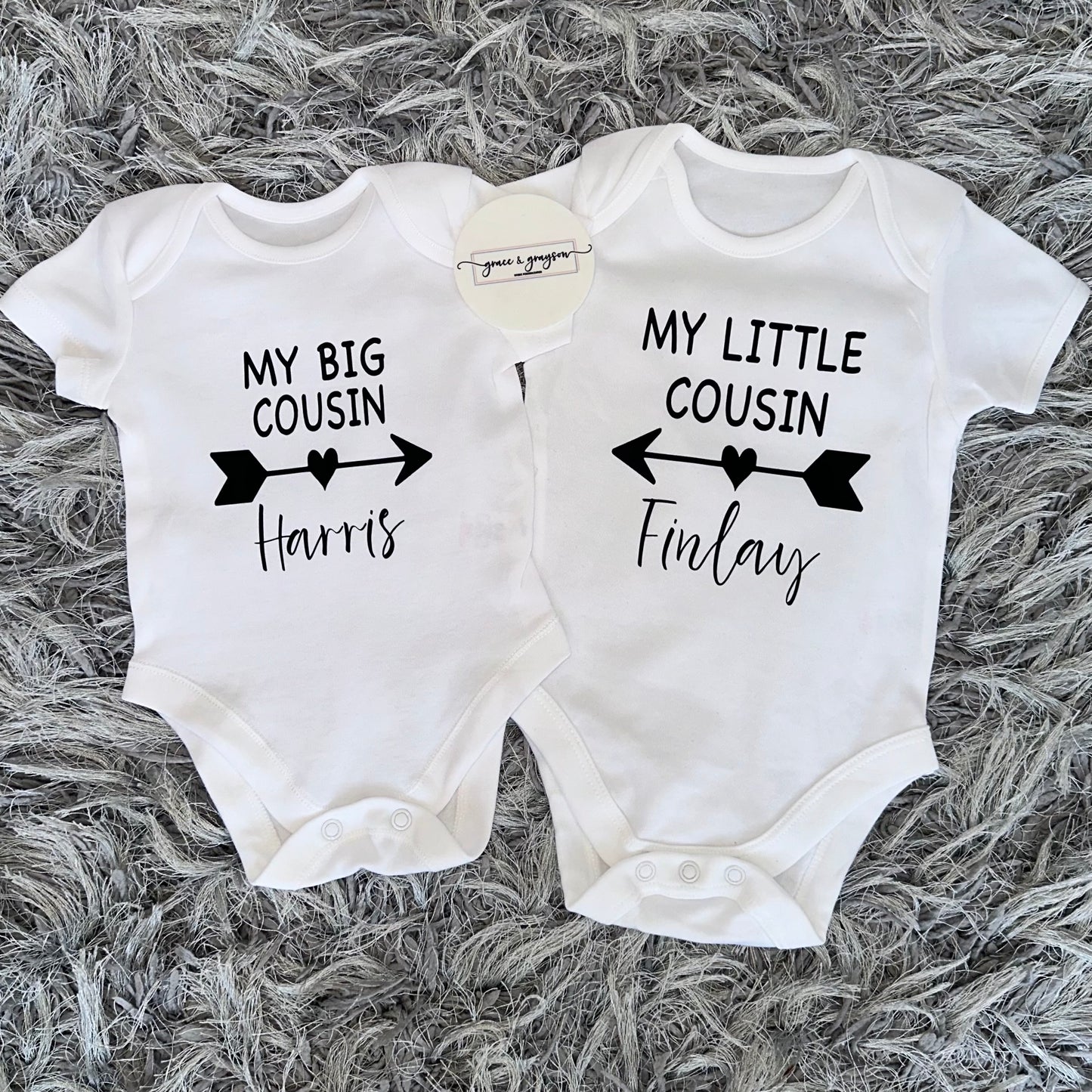 Matching Big & Little Cousin Baby Vests