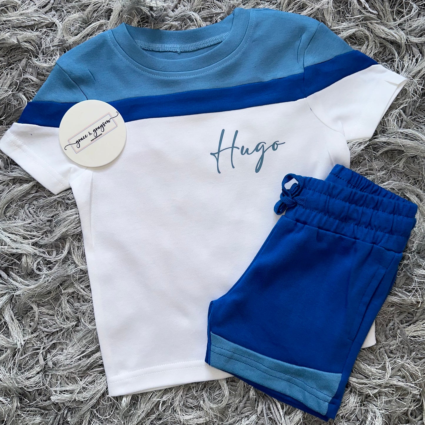 Blue Mix Shorts & T-Shirt Set