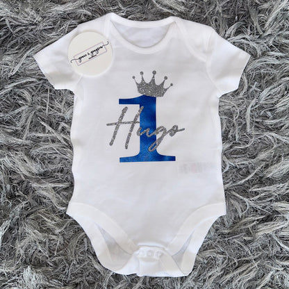 Personalised Birthday Number 1 Baby Vest