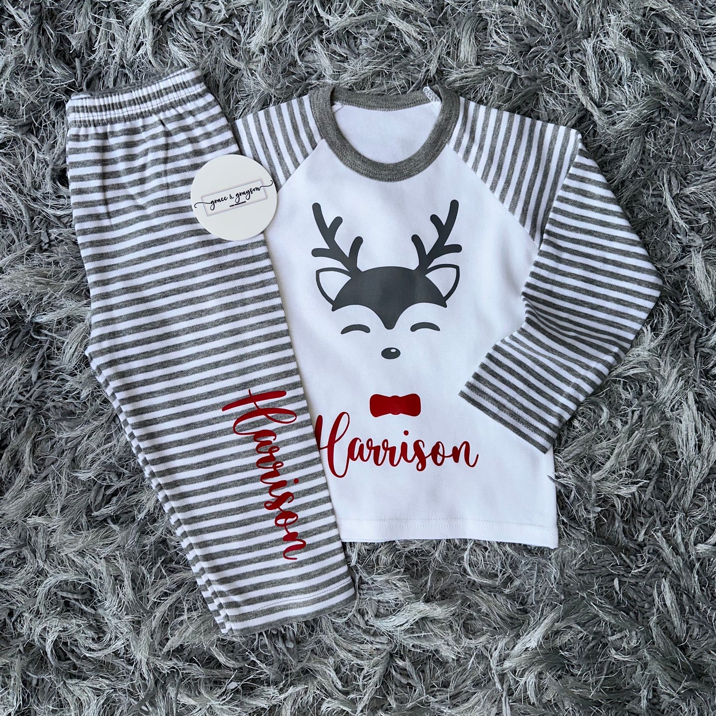 Personalised Christmas Reindeer Pyjamas