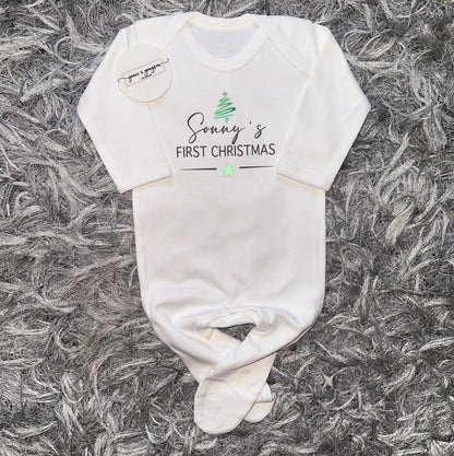 Personalised First Christmas Baby Grow