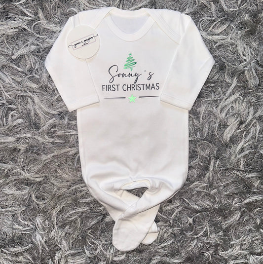 Personalised First Christmas Baby Grow