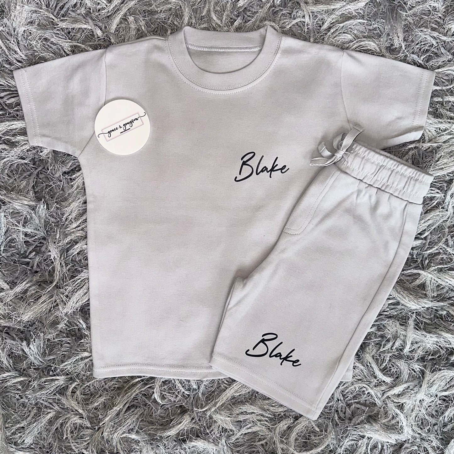 Frozen Grey Signature Name Short & T-Shirt Set