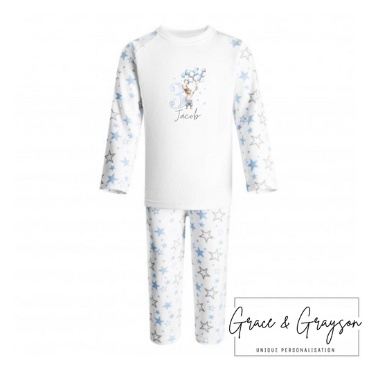 Personalised Blue Birthday Bunny Pyjamas