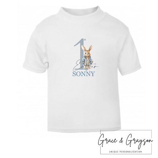 Personalised Blue Bunny 1st Easter T-shirt