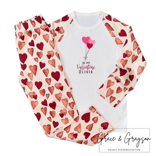 Personalised Be My Valentine Heart Pyjamas