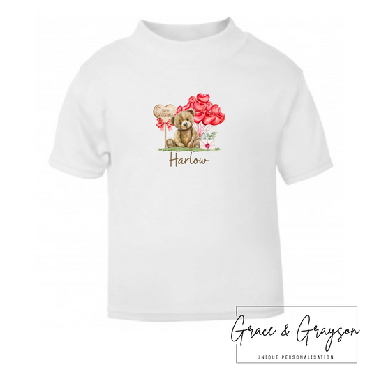 Personalised Happy Valentines Bear T-Shirt