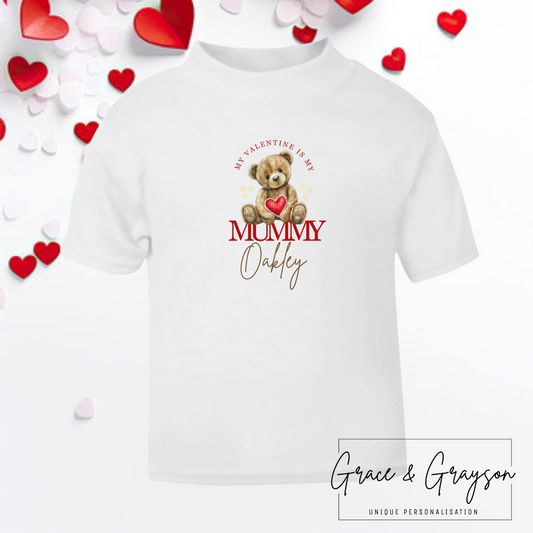 Personalised My Mummy Is My Valentines Bear T-Shirt