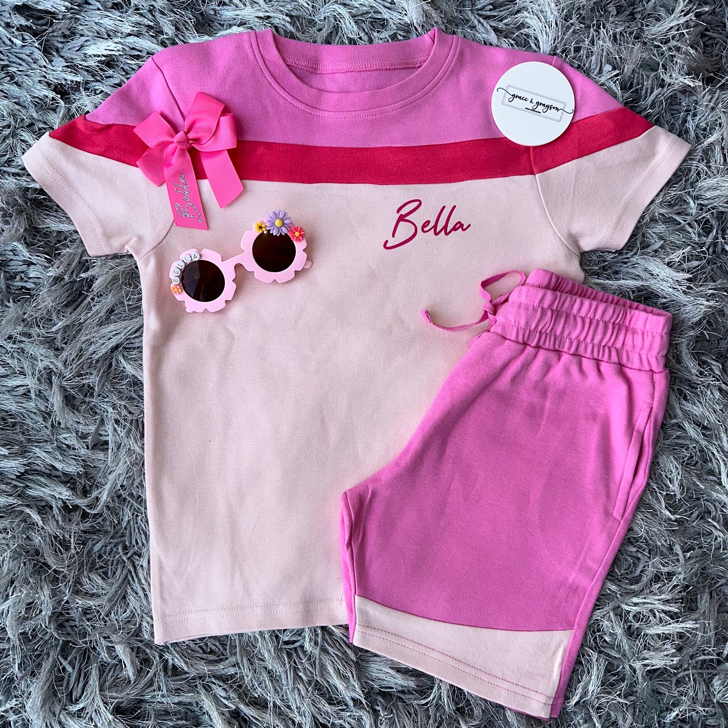 Pink Mix Shorts & T-Shirt Set