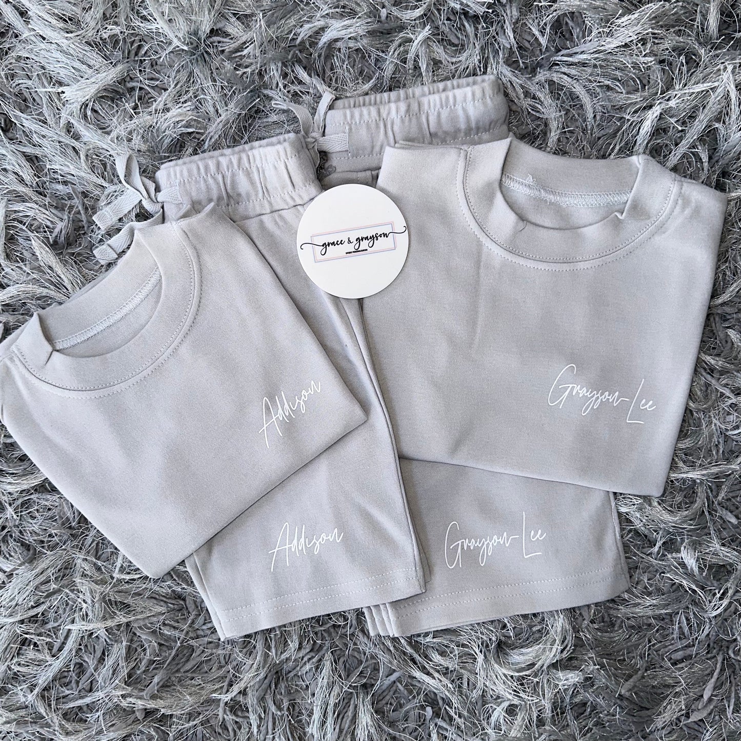 Frozen Grey Signature Name Short & T-Shirt Set