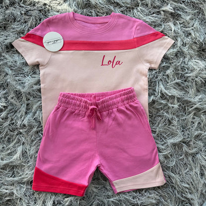 Pink Mix Shorts & T-Shirt Set