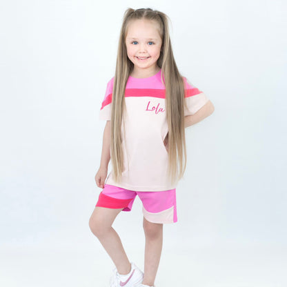 Pink Mix Shorts & T-Shirt Set