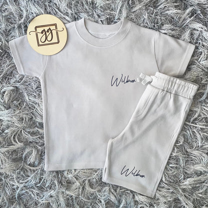 Frozen Grey Signature Name Short & T-Shirt Set