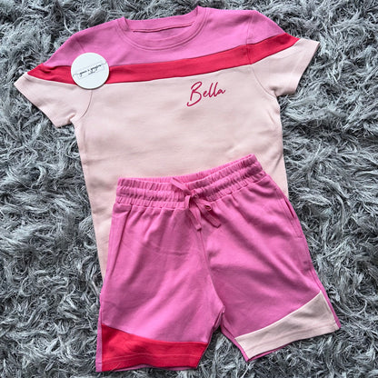 Pink Mix Shorts & T-Shirt Set