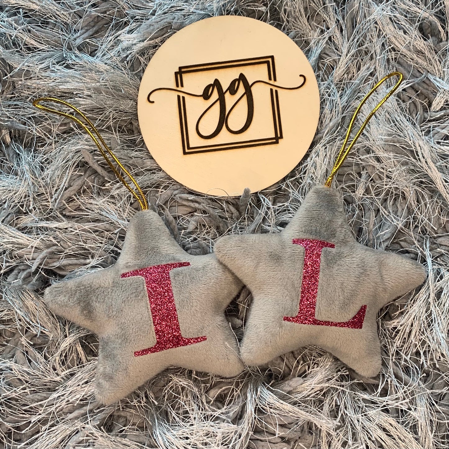 Personalised Grey Initial Christmas Star Tree Decoration