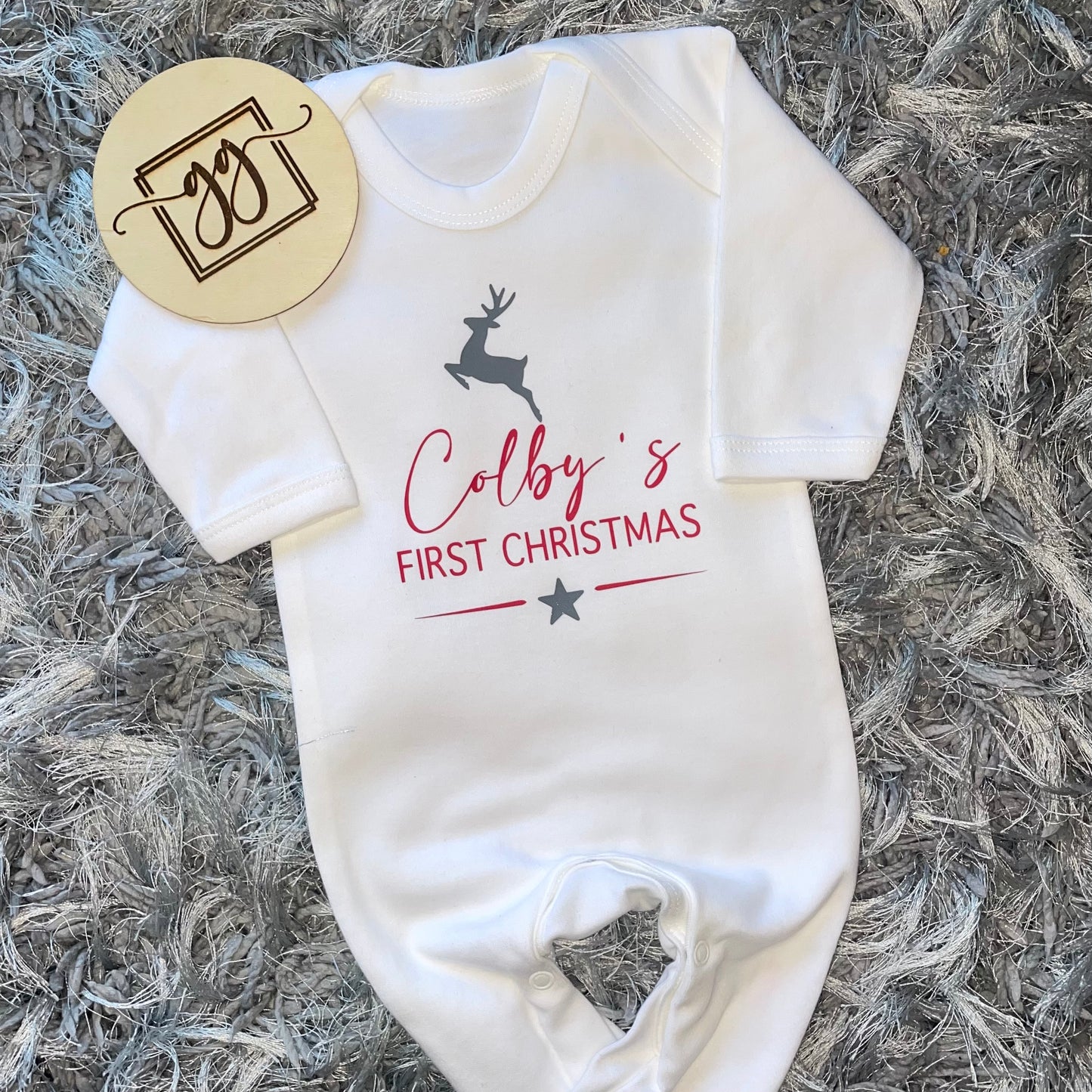 Personalised First Christmas Baby Grow