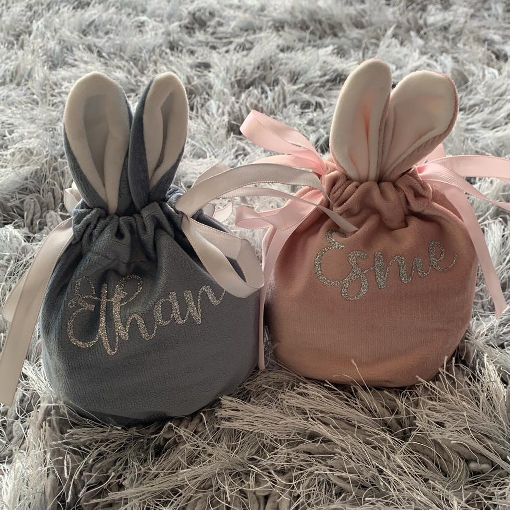 Personalised Plush Velvet Sweet Treats Bunny Bags