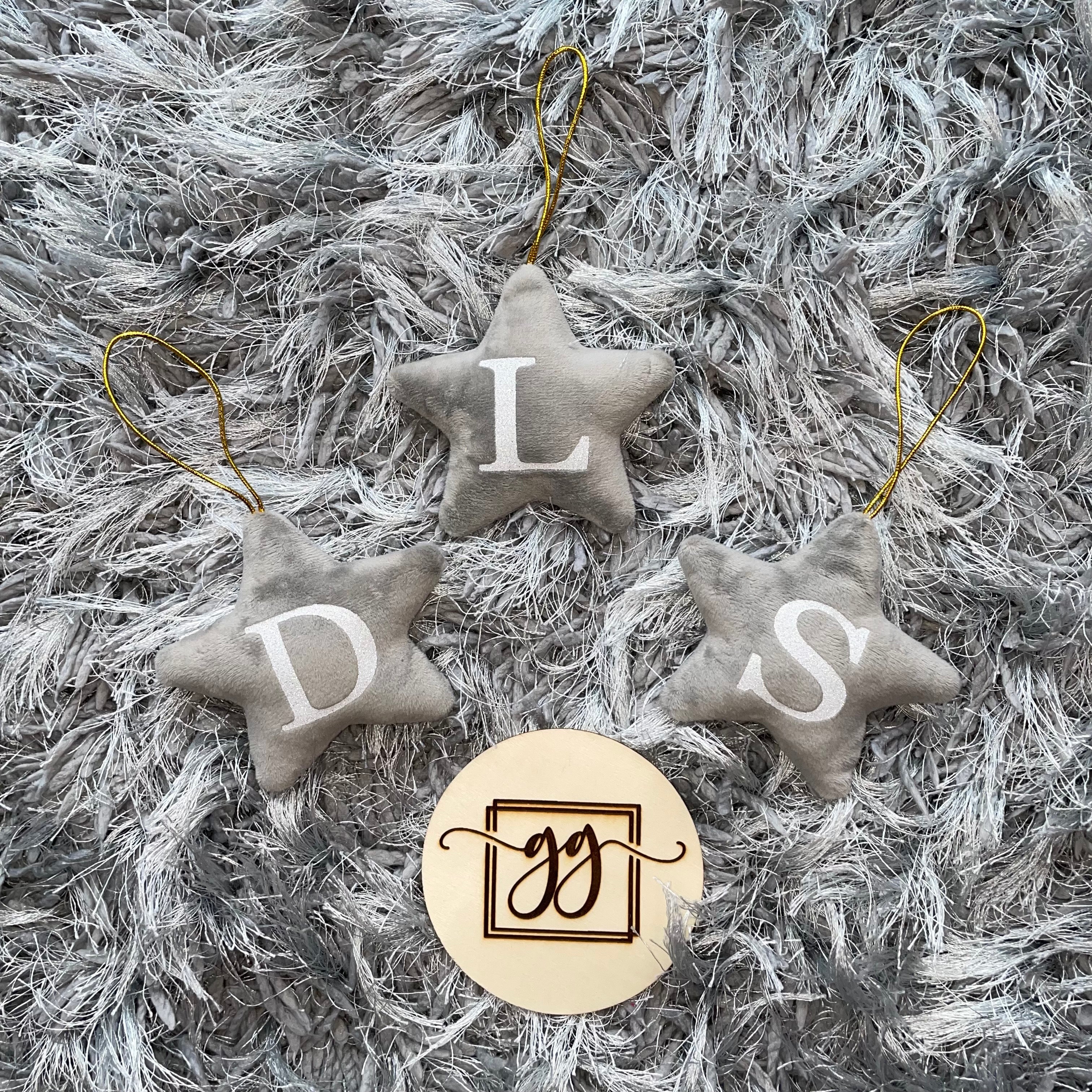 Personalised Grey Initial Christmas Star Tree Decoration