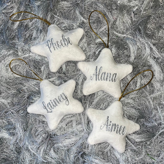 Personalised White/Ivory Christmas Star Tree Decoration