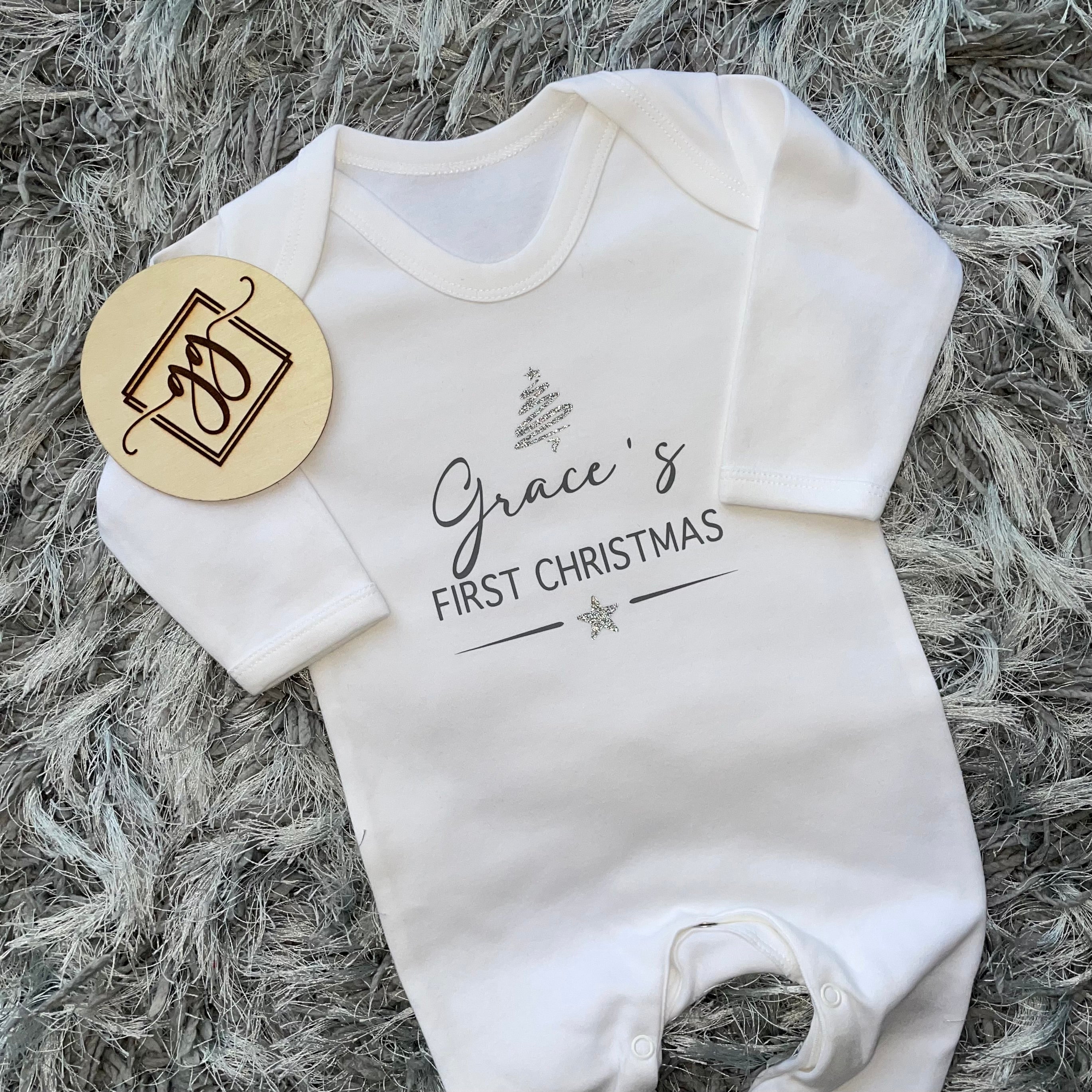 Personalised First Christmas Baby Grow