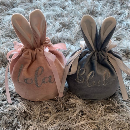 Personalised Plush Velvet Sweet Treats Bunny Bags