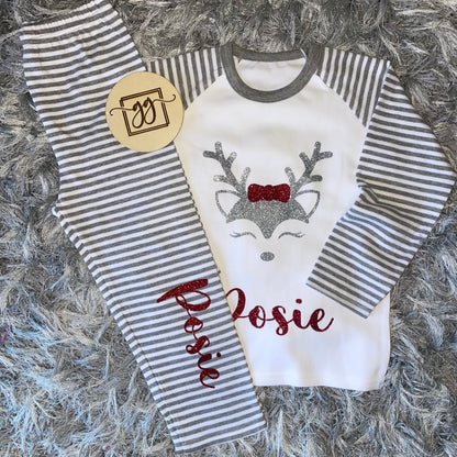 Personalised Christmas Reindeer Pyjamas