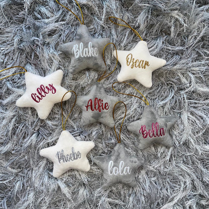 Personalised White/Ivory Christmas Star Tree Decoration