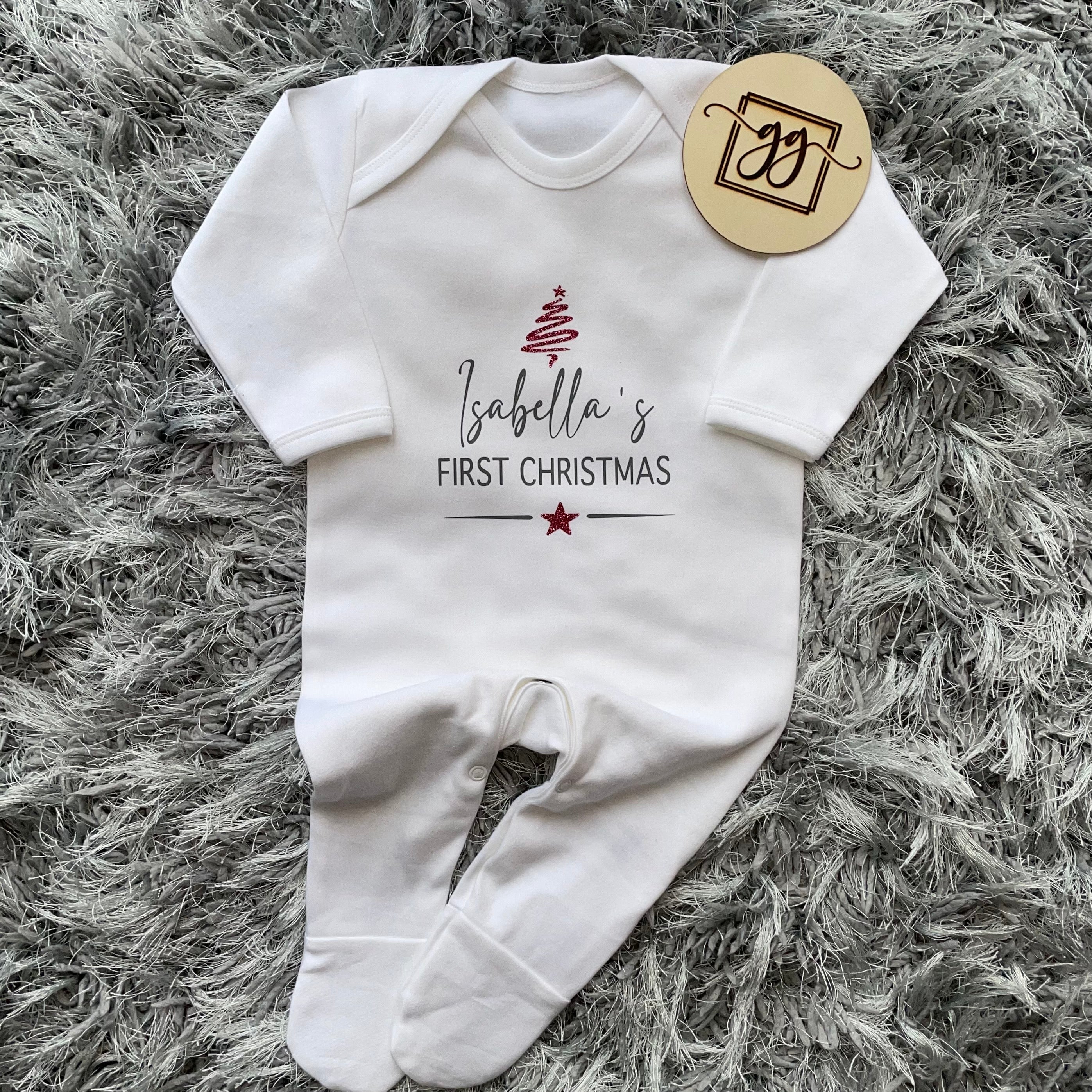 Personalised First Christmas Baby Grow