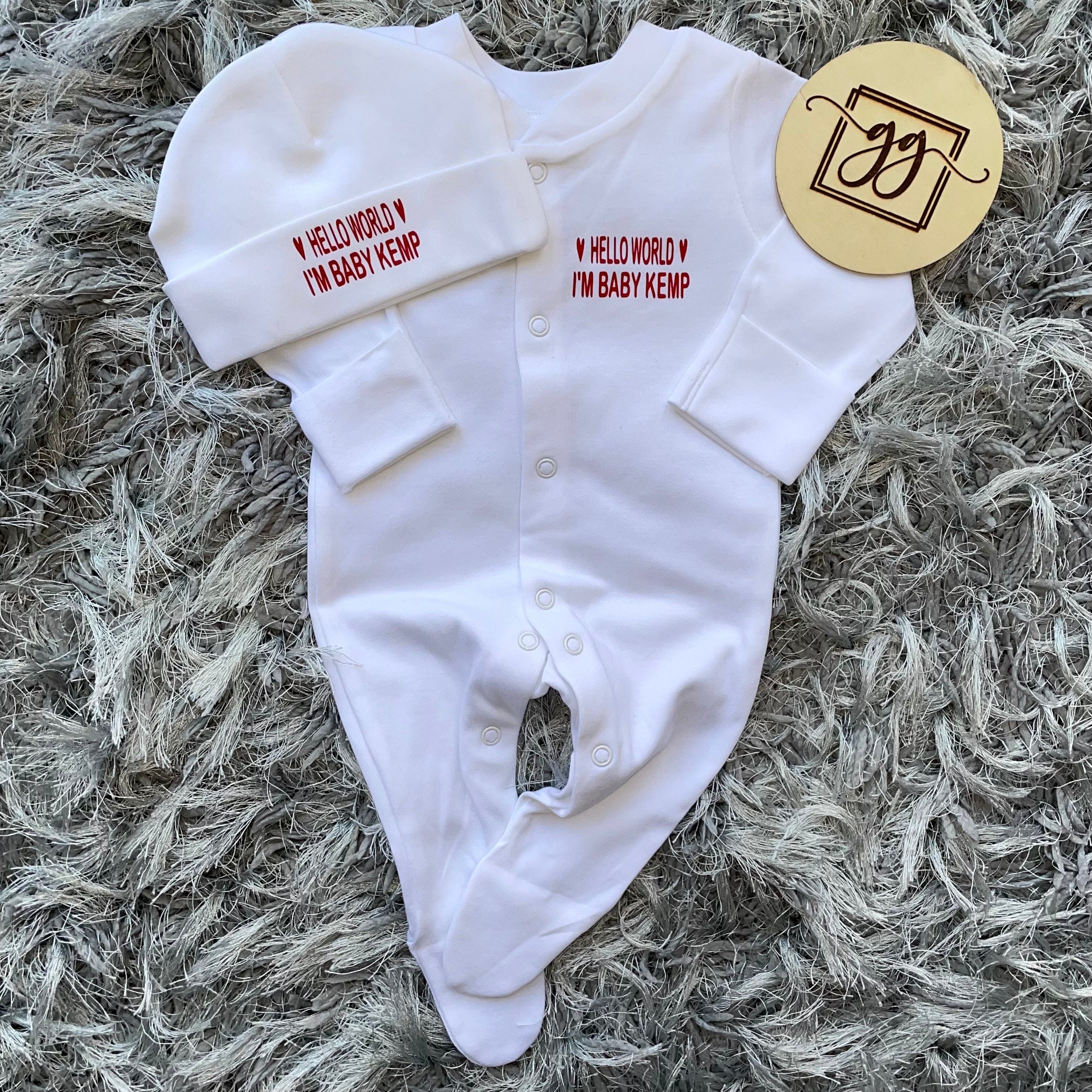 Personalised Hello World Baby Grow Set