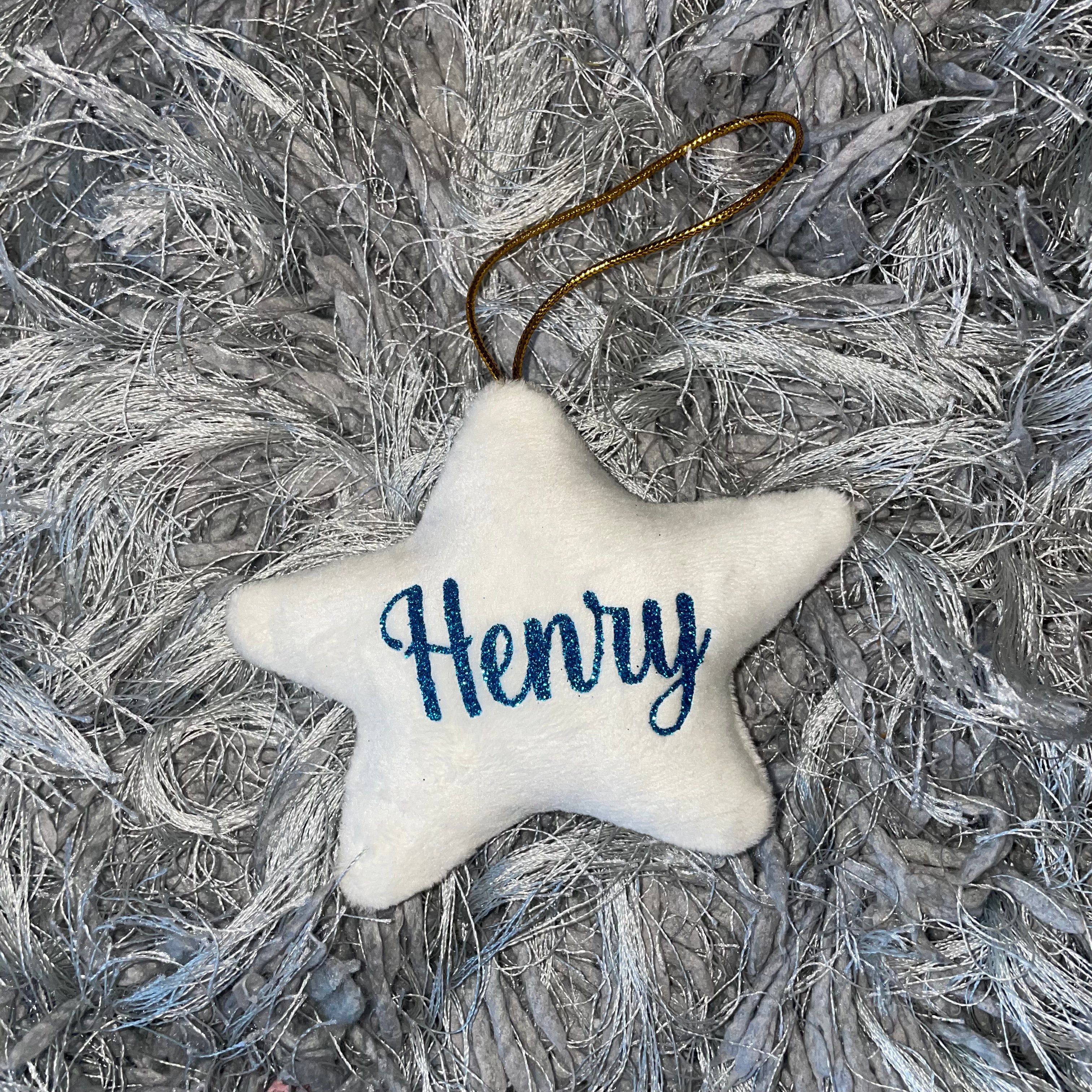 Personalised White/Ivory Christmas Star Tree Decoration