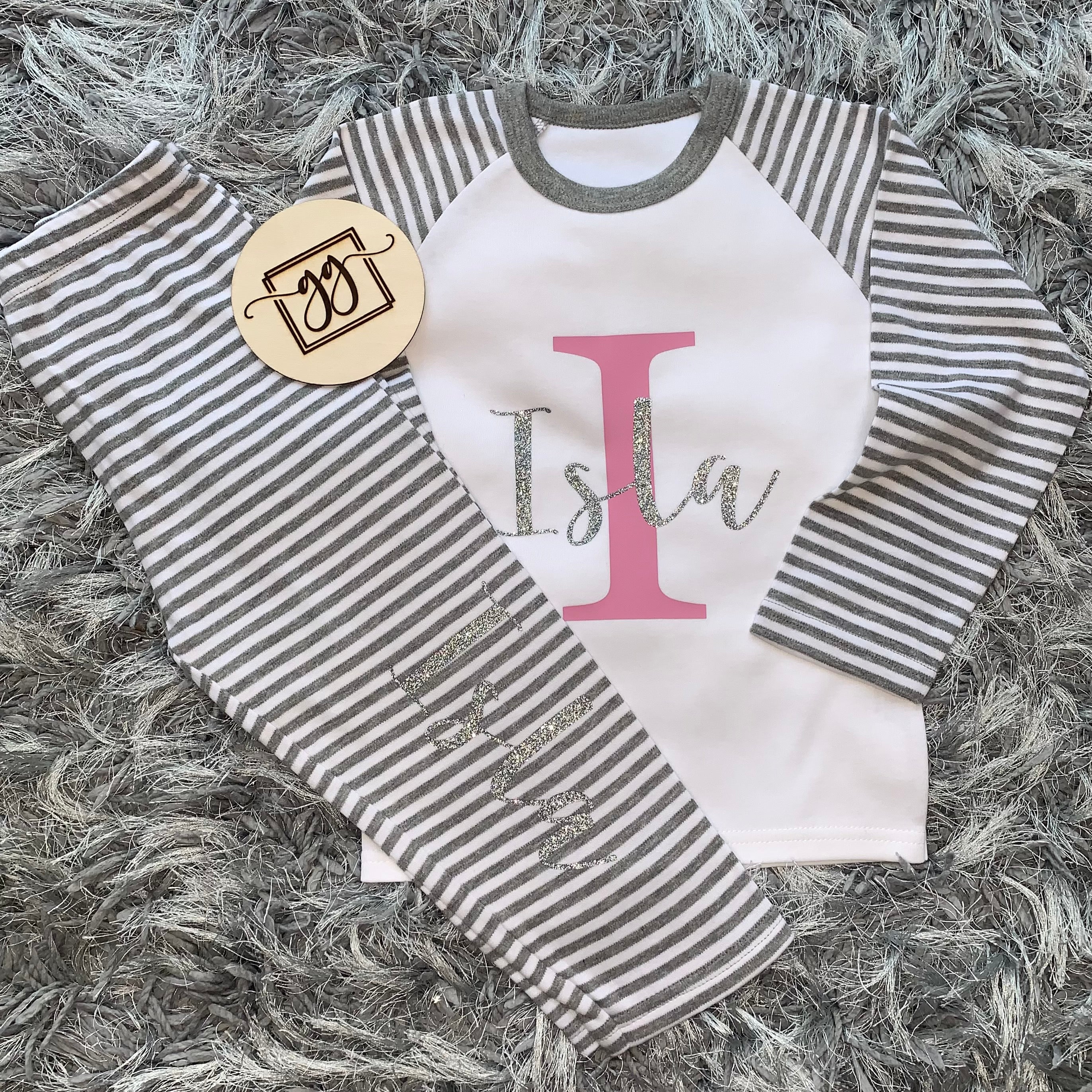 Personalised initial pjs hot sale